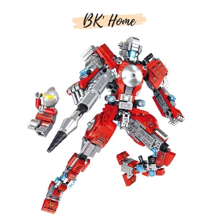 Bộ đồ chơi lắp ráp lego robot lego siêu anh hùng Ultraman Panlos 12 trong 1 với 556 chi tiết nhựa ABS cao cấp