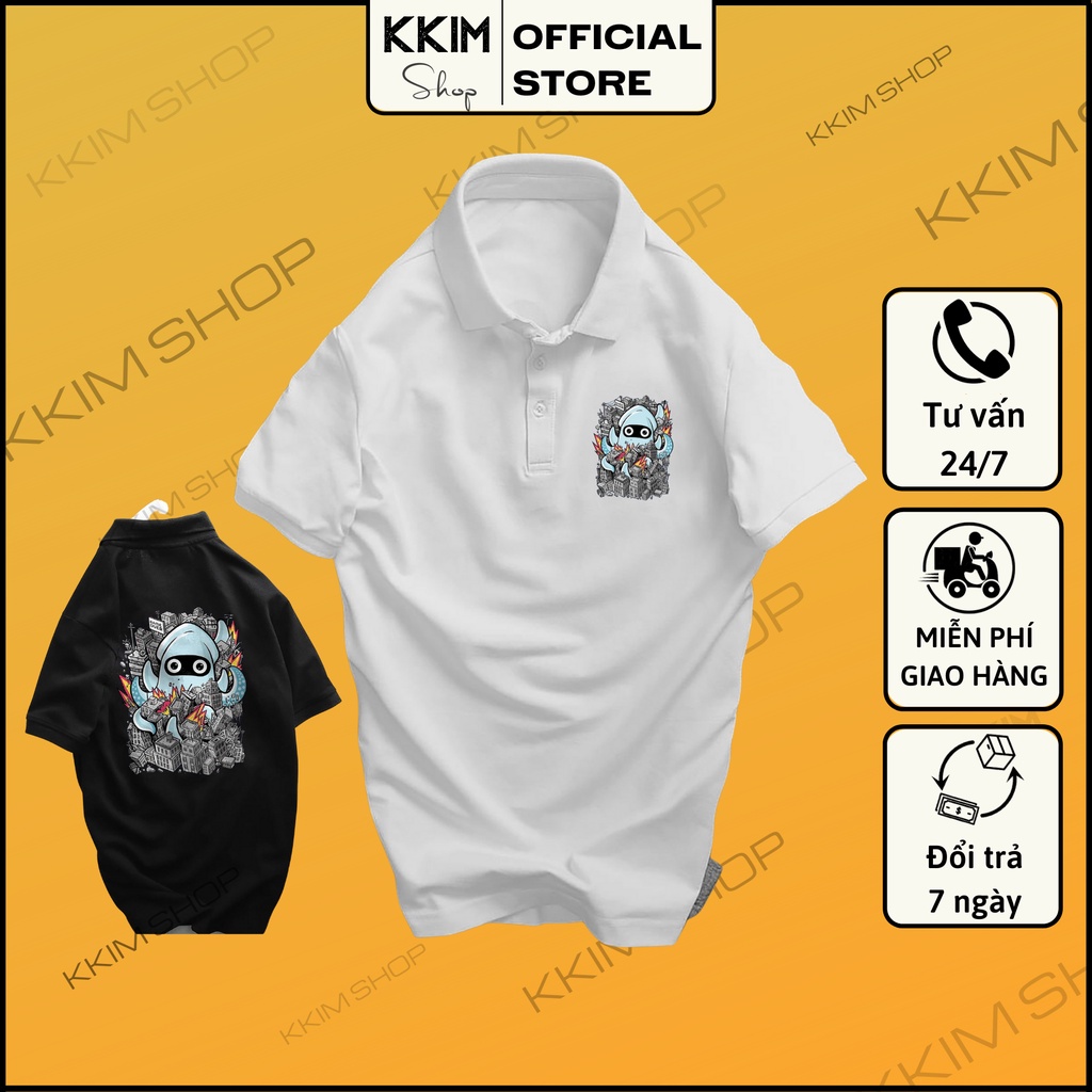 Áo Polo chất Thun Cá Sấu Poly Thái, Áo thun có cổ trắng, đen full size nam nữ, cổ trụ Unisex,  KKim Shop
