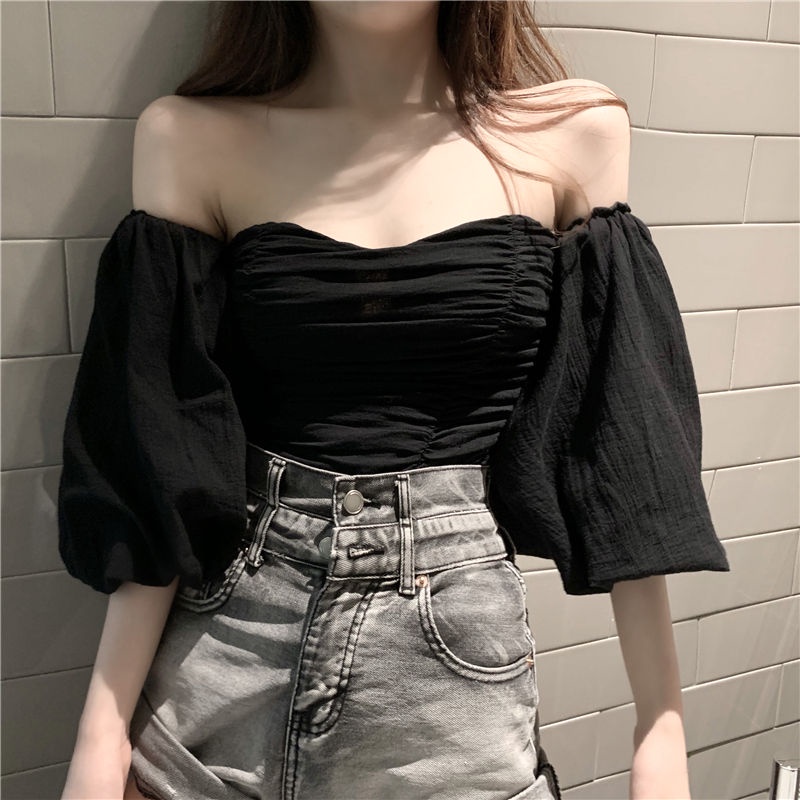 Áo kiểu COZOKC tay ngắn dáng ôm phong cách Hàn Quốc hợp thời trang