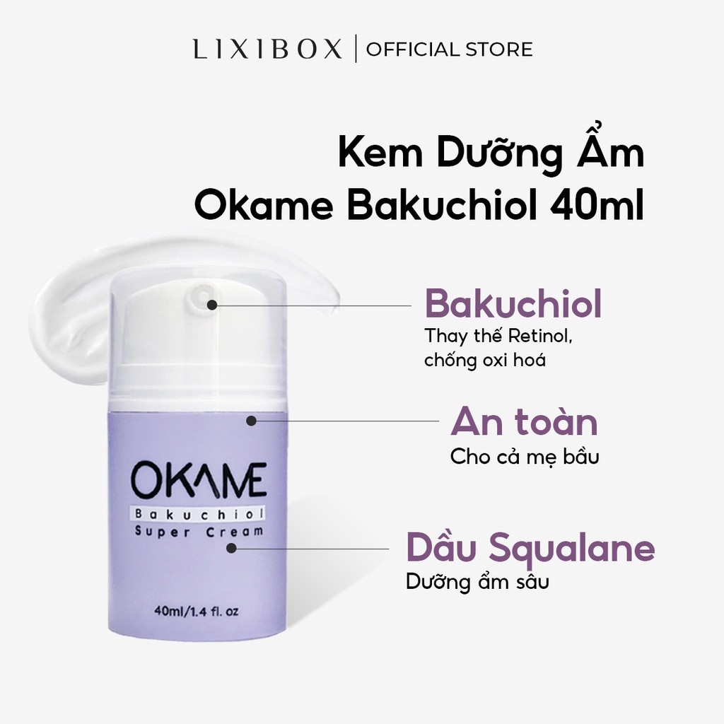Kem dưỡng chống lão hoá, săn chắc da Okame Bakuchiol Super Cream 40ml