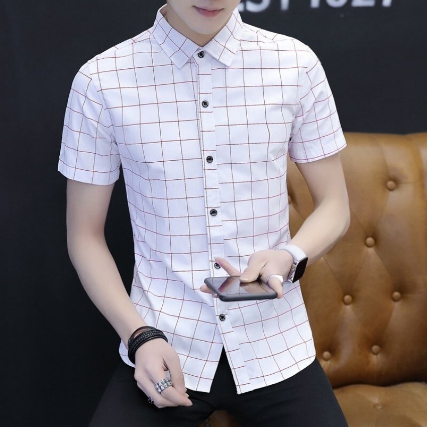 Áo Sơ Mi Nam Ngắn Tay ❤️ Áo Sơ Mi Nam Cộc Tay Phối Caro Ô Nhỏ Mới Thời Trang Cao Cấp PONIVA