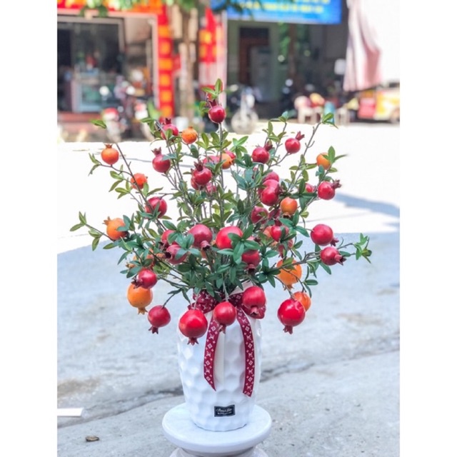 Cành lựu giả_Lựu phú quý quả hàng loại 1 cam kết đẹp cành 6 quả. Phù hợp trang trí nhà cửa phòng khách phòng ngủ