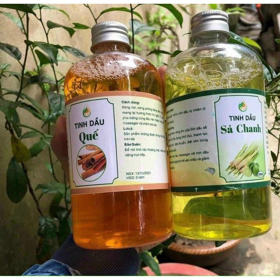 COMBO 500ML TINH DẦU XẢ CHANH VÀ 500ML QUẾ NGUYÊN CHẤT CHỐNG CÔN TRÙNG