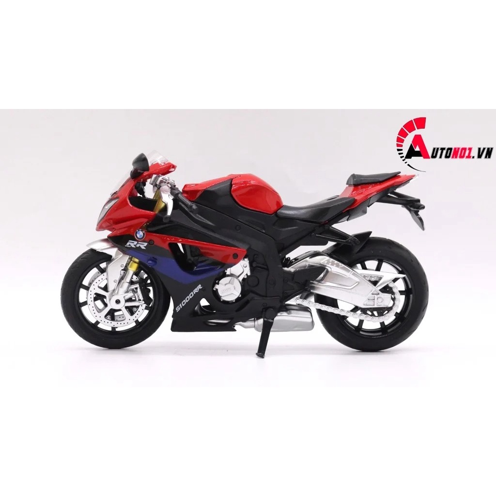 MÔ HÌNH BMW S1000RR ĐỎ ĐEN CÓ MŨ BẢO HIỂM 1:12 CAIPO 4851