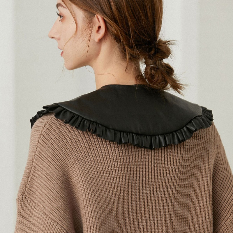 Yoioi Khăn Choàng Cổ Giả Da Phối Bèo Phong Cách Hàn Quốc Vintage Cho Búp Bê