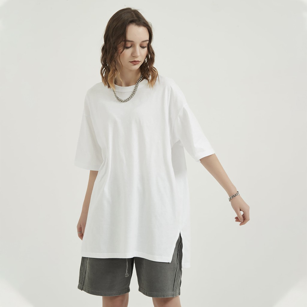 Áo thun nam nữ DECAO form Oversize Basic Xẻ tà