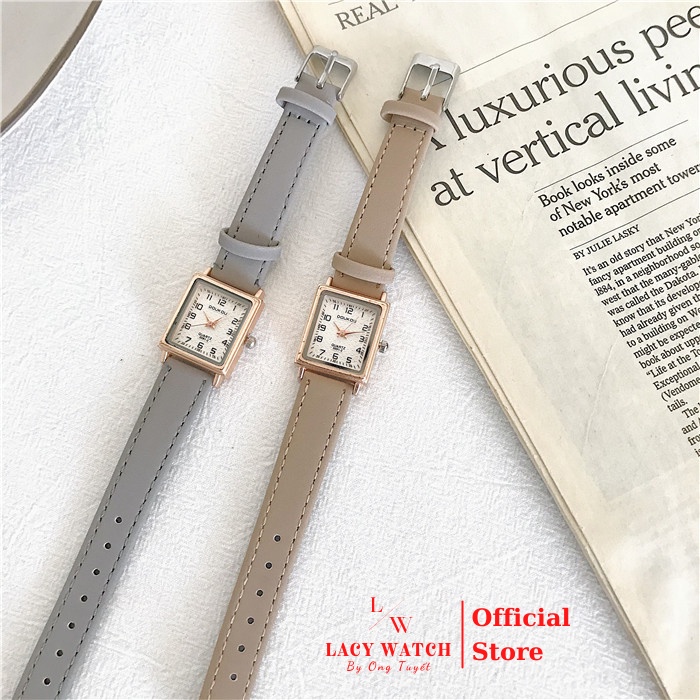 Đồng hồ nữ LaCy Watch dây da mặt vuông nhỏ cọc số Arabic đồng hồ đeo tay phong cách vintage DHJI0009 | BigBuy360 - bigbuy360.vn