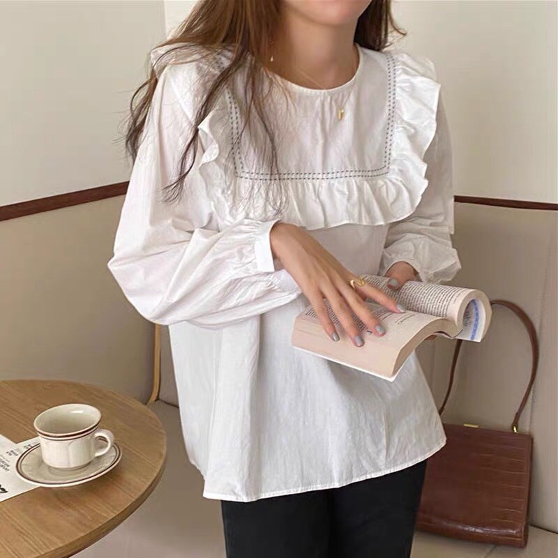 ⭐️ Ảnh Thật ⭐️ Áo Tay Dài Cổ Bèo Ulzzang Chất Đũi Hàng Quảng Châu Loại 1