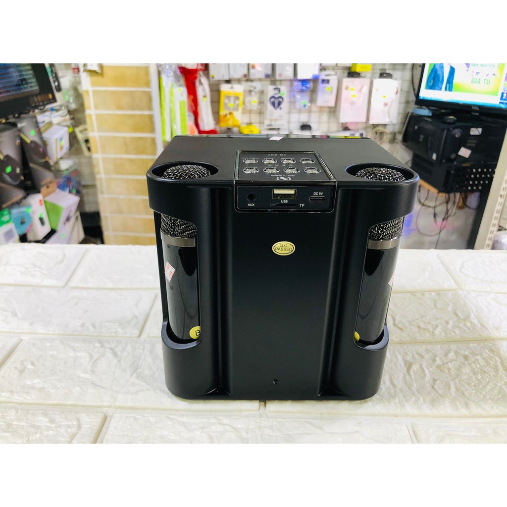 LOA BLUETOOTH KARAOKE YS-207 TẶNG KÈM 2 MICRO KHÔNG DÂY SẠC PIN TIỆN LỢI, ÂM THANH HAY, MICRO CỰC HÚTHIỆU ỨNG ĐỔI GIỌNG,