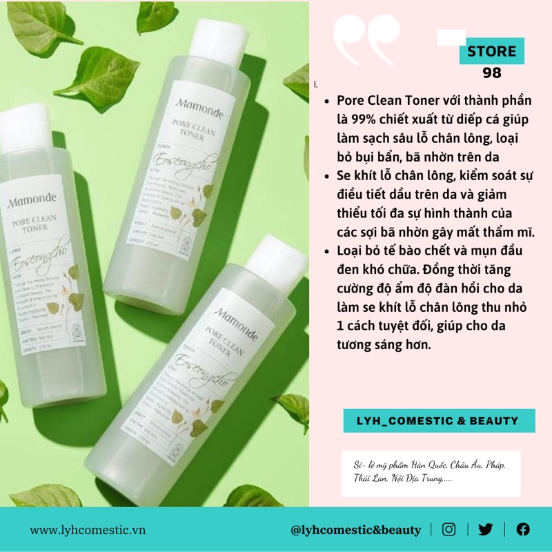 Toner Diếp Cá MAMONDE Kiểm Soát Dầu Và Se Khít Lỗ Chân Lông 250ml