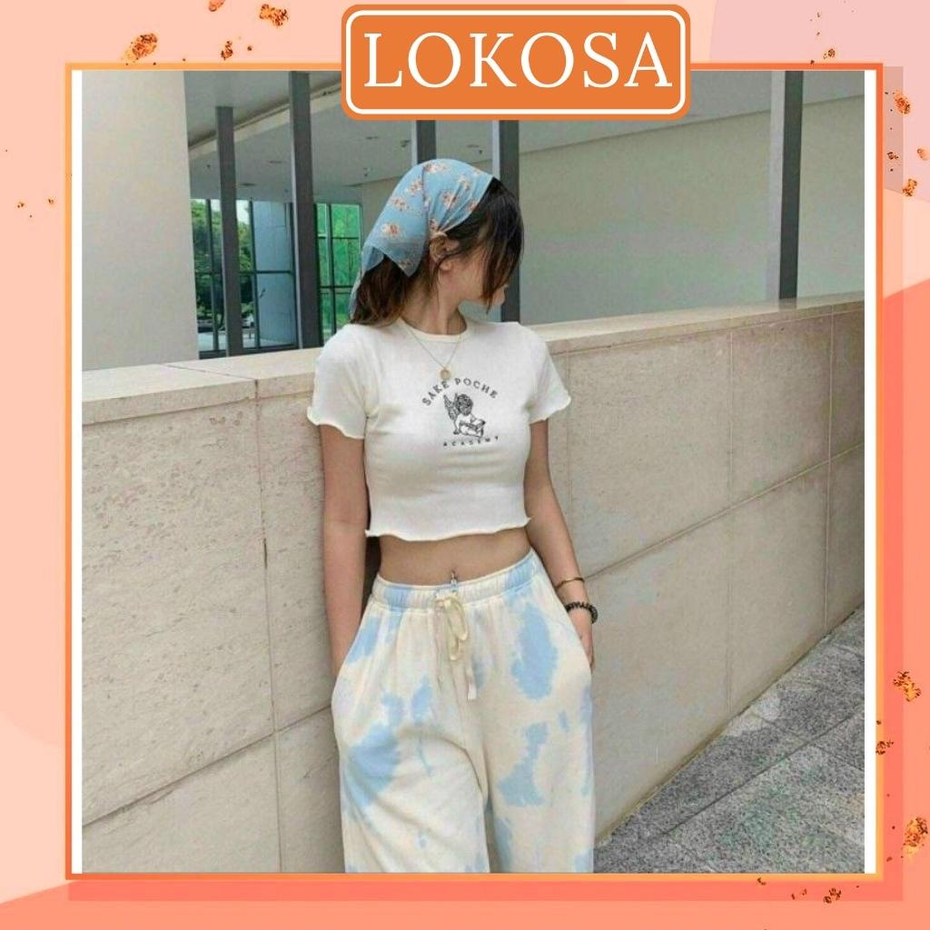 Áo Croptop Nữ Tay Ngắn LOKOSA Croptop Kiểu Ôm Body Đẹp Thiết Kế Hàn Quốc Jennie Ngầu Trắng Đen AO033