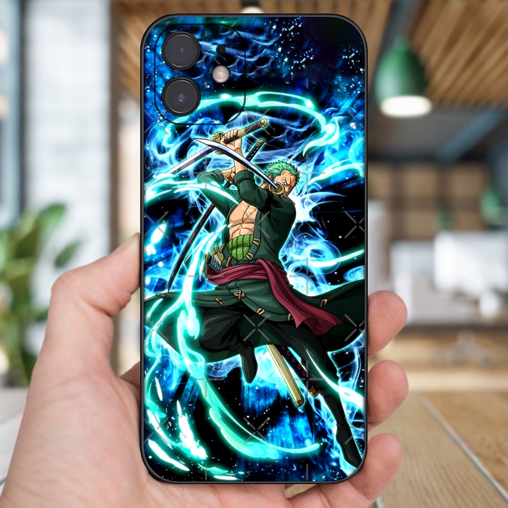 Ốp lưng iPhone 12 dẻo đen cạnh vuông in hình Zoro One Piece