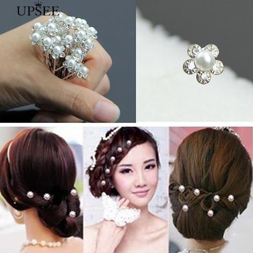 20 trâm cài tóc hình chữ U đính hạt trân châu giả màu sắc sang trọng dùng trang điểm cô dâu