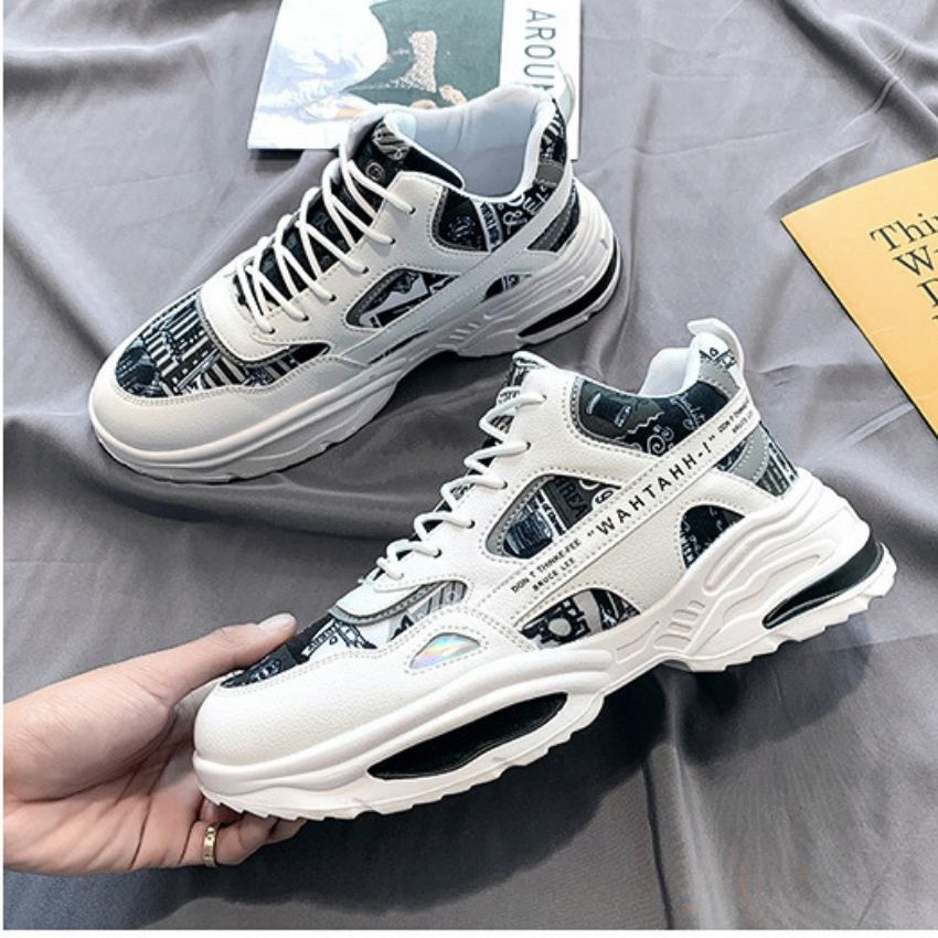 Giày Sneaker Nam Đẹp Đi Học Đi chơi Da Mềm Lót Dệt Kim Êm chân ZHIPO-19