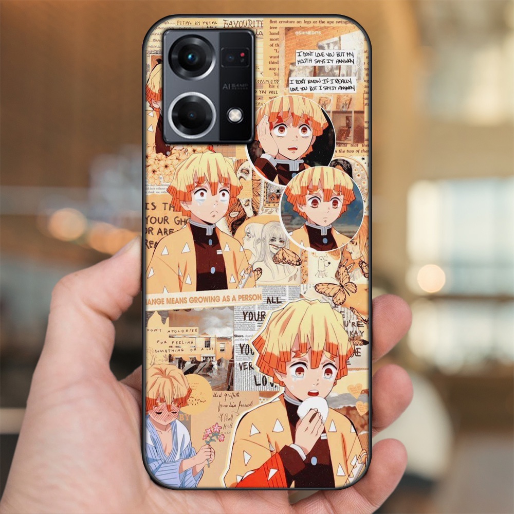 Ốp lưng Oppo Reno 8 4G viền đen in hình Zenitsu Kimetsu no Yaiba