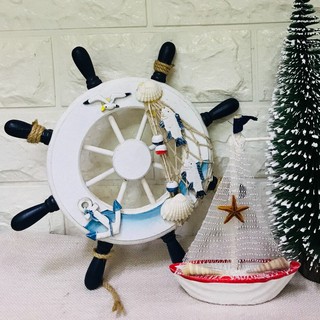 Combo thuyền và bánh lái bằng gỗ