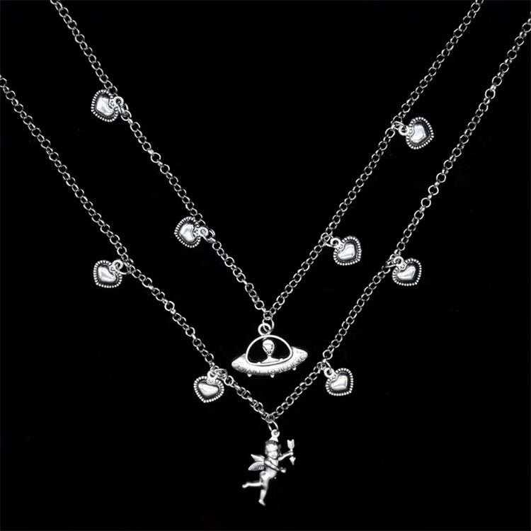 Dây chuyền trang trí hình thần tình yêu và trái tim xinh xắn cho nữ