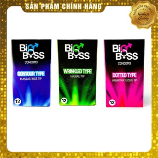 Combo 3 hộp bao cao su Pháp gân nổi - gân gai - nhiều gel bôi trơn Bigboss - 36 chiếc