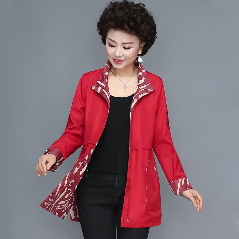 BC✠Middle aged fashion☾Áo khoác mùa thu cho người mẹ trung niên và già dài 50 tuổi mẫu mới 2021 gió xuân mỏng