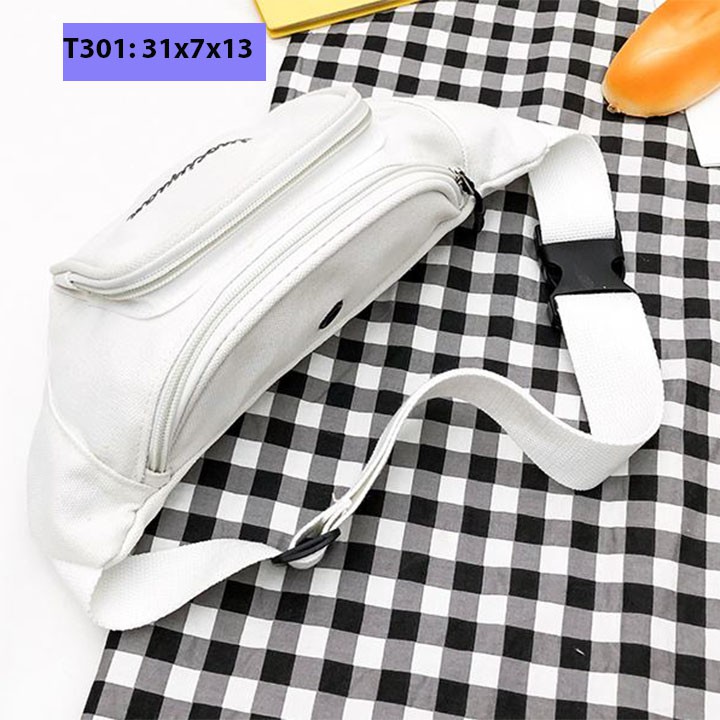 Túi bao tử đeo chéo vải bố unisex nam nữ đeo bụng đeo trước ngực Douciyuan cá tính T301 | BigBuy360 - bigbuy360.vn