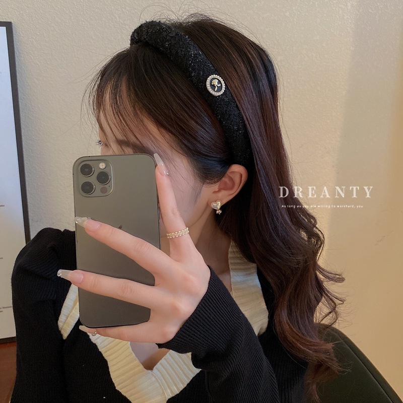 Băng Đô Cài Tóc Đính Hoa Ngọc Trai Thời Trang Thu Đông Cho Nữ