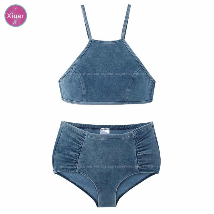 Korean style swimwear, sexy high-waist bikini, high-quality denim fabric, beachwear#Y33 | BigBuy360 - bigbuy360.vn