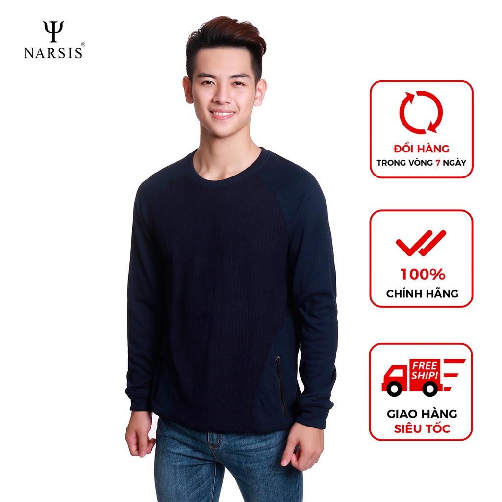 Áo thun nam dài tay cổ tròn Narsis D7053