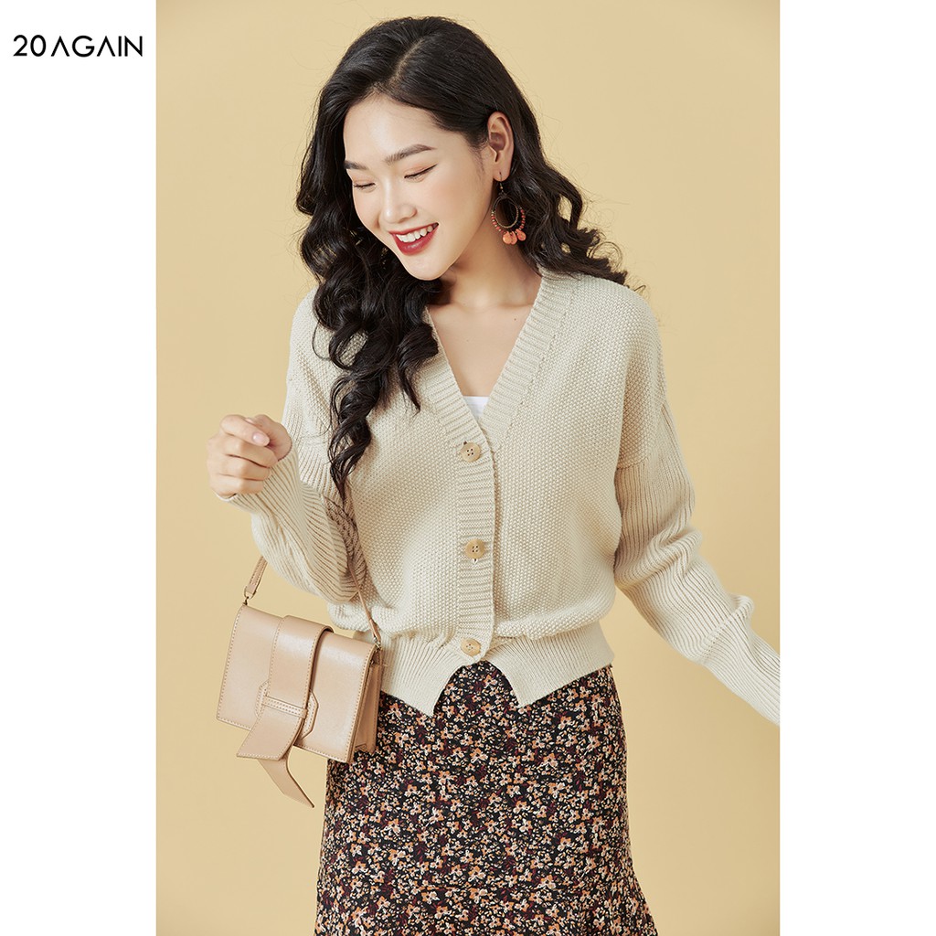 [Mã WABRAG99 giảm 10% đơn 99K] Áo len cardigan nữ dài tay 20AGAIN, chất len mịn, co giãn tốt KLA0055 | BigBuy360 - bigbuy360.vn
