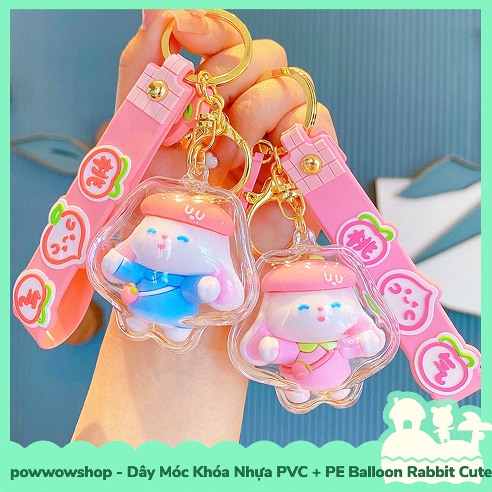 [Sẵn VN - Hỏa Tốc] Dây Móc Khóa Nhựa PVC + PE Mẫu Ballon Rabbit Cute
