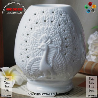 Đèn xông tinh dầu để bàn, sứ trắng, ĐÈN CHIM CÔNG I MÃ: DXTD-04