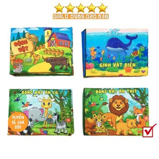 ComBo 4 Sách Vải Giáo dục mầm non-Chủ đề Động Vật-Dành cho bé Sơ Sinh-kích thích IQ-thông minh