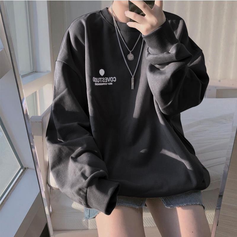 Áo hoodie nữ form rộng dài tím đen trắng vải nỉ chất đẹp hàng quảng châu BST áo thu đông unisex Ulzzang 2020