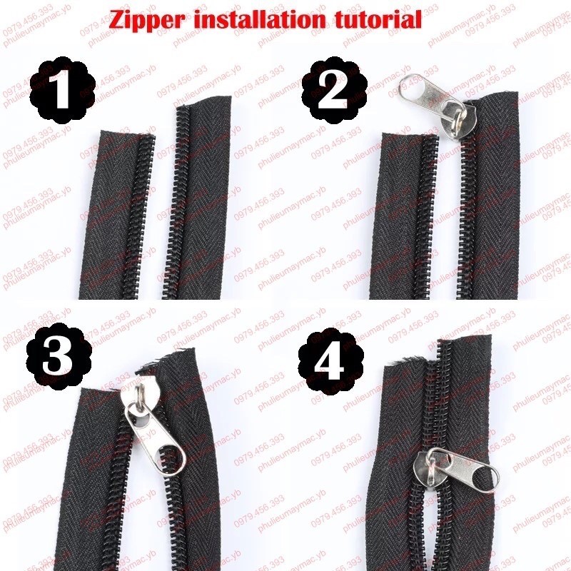 khoá mét răng 5 ,răng 3 kèm 1 đầu chuôi khoá