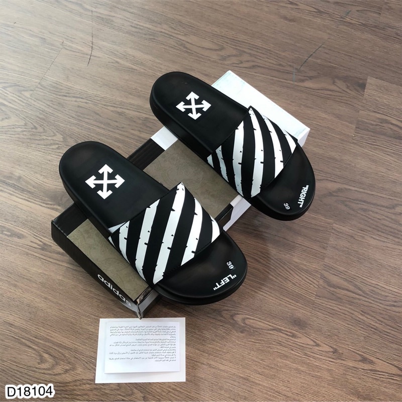 [Có Video]Dép Nam Quai Ngang OFF White Kẻ Chéo Siêu Đẹp - Dép OFF White Nam Đế Cao Su Siêu Bền