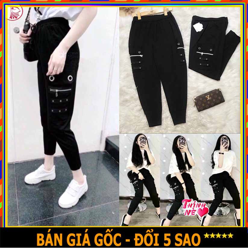 ❤️ GIÁ SỈ - CHẤT BAO ĐẸP ❤️ Quần JOGGER Baggy Nam NỮ Kaki Ống BO Unisex - Kiểu quần thun MỀM MỊN vải đen PHỐI KHÓA TÚI