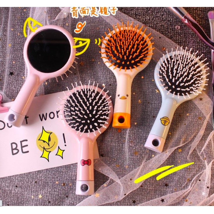 Lược chải tóc kèm gương, Lược gỡ rối tóc massage  .
