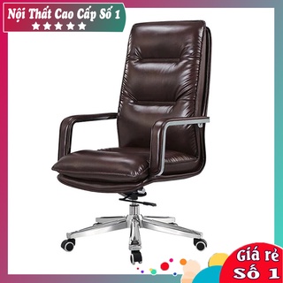 Ghế Giám Đốc Tựa Lưng Bọc Da Đệm Dày Có Tay Vịn Chân Xoay Hợp Kim Có Bánh Xe Di Chuyển, Ghế Lãnh Đạo Đẳng Cấp Số Một