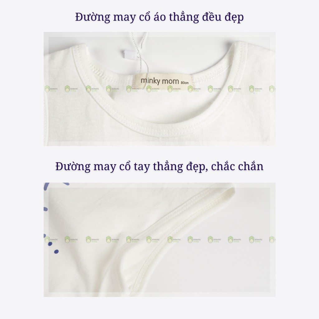 Áo Ba Lỗ Bé Trai, Bé Gái Minky Mom Vải Cotton 100% Trắng Basic Họa Tiết Dễ Thương, Áo 3 Lỗ Cho Bé Mặc Hè MKMA2115