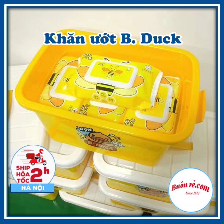 Sỉ 10 gói Khăn giấy ướt B Duck TẶNG KÈM Thùng nhựa tiện lợi – Khăn giấy ướt vịt vàng dễ thương - 01570