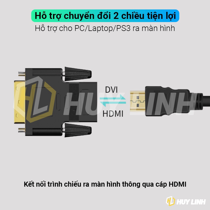 Đầu chuyển DVI ra HDMI - DVI 24 chân + 1 ra HDMI chân đồng siêu nét HL459