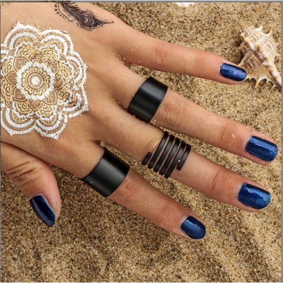 Nhẫn hợp kim set 13 chiếc đính đá vitage - set midi rings bohomian độc đáo phụ kiện - Lolotica