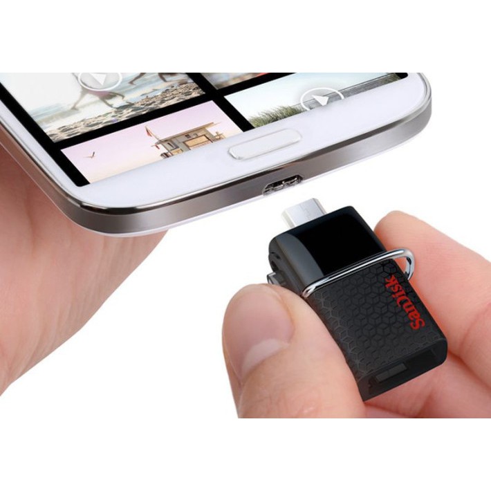 [Mã 159ELSALE hoàn 7% xu đơn 300K] USB OTG Sandisk 3.0 Ultra Dual 128GB 150MB/s - USB 2 Đầu