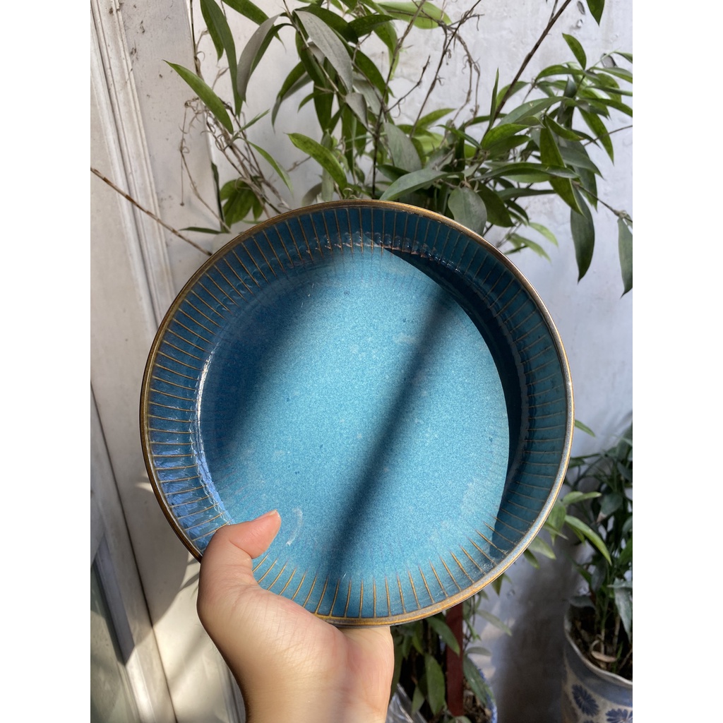 (LẺ MÓN) Bát đĩa sứ men xanh hỏa biến Star Light - Đĩa tròn phẳng, đĩa oval sứ hỏa biến cao cấp phong cách Bắc Âu