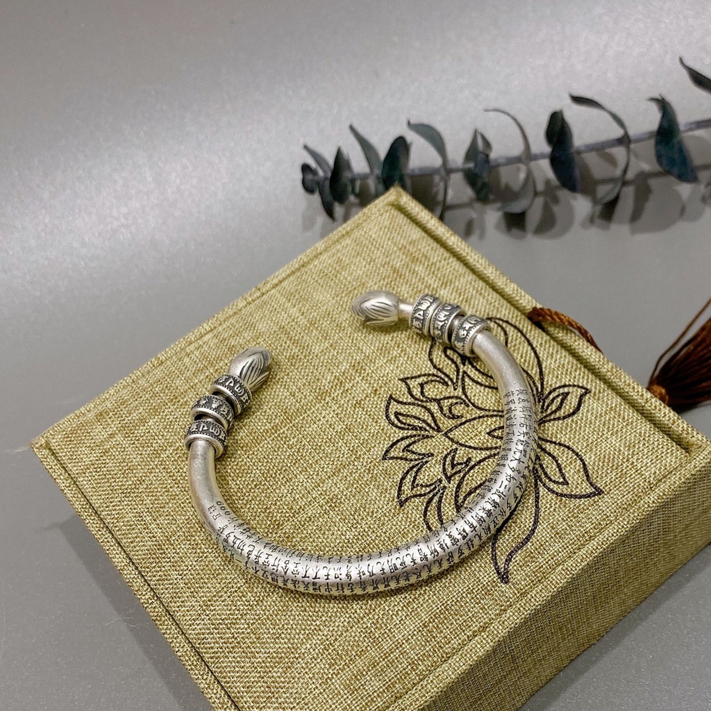 Vòng Bạc S999 Chạm OmmaniPamehum và Bát Nhã Tâm Kinh