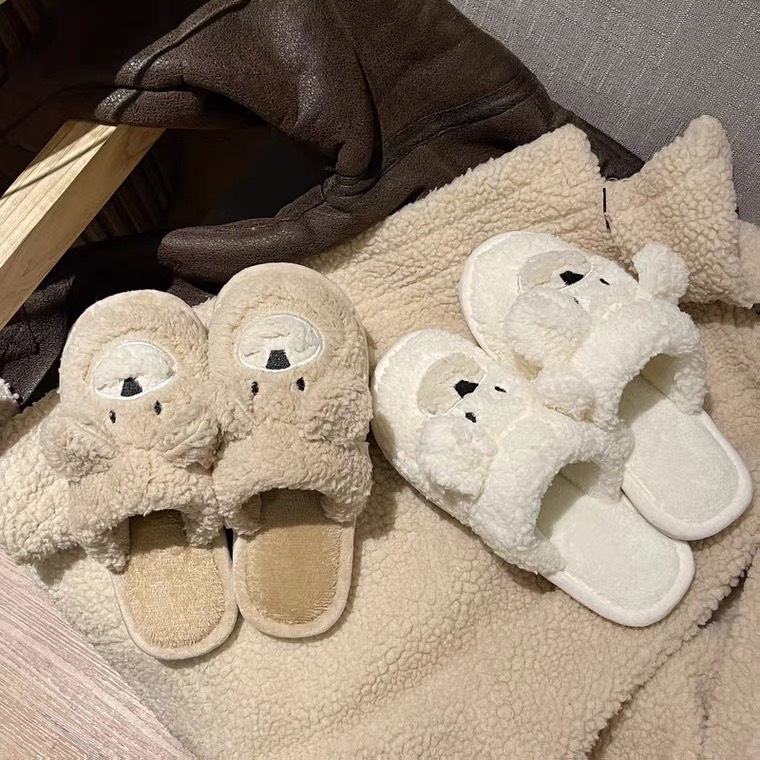 Dép lông xù tai gấu đi trong nhà, văn phòng siêu dễ thương Warm DA03