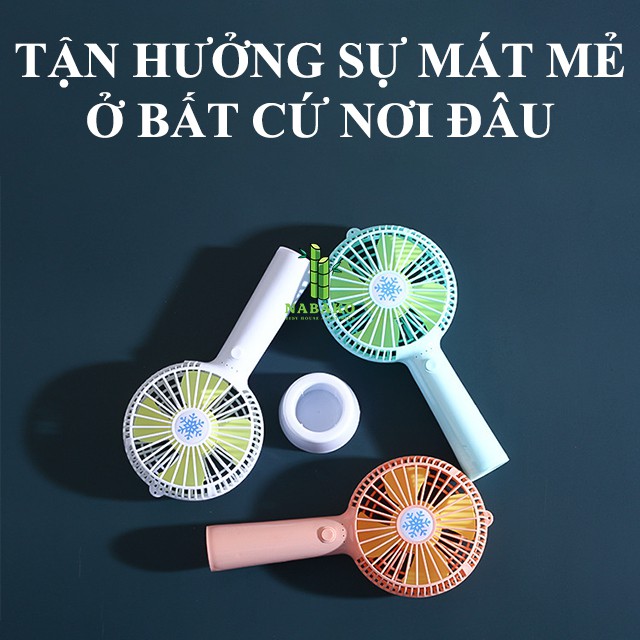 [Pin Trâu 6 Tiếng] Quạt Mini Cầm Tay 3 Cấp Độ Để Bàn Sạc Pin Tích Điện Có Đèn Gọn Nhẹ, Dễ Dàng Mang Theo - Nabako | BigBuy360 - bigbuy360.vn