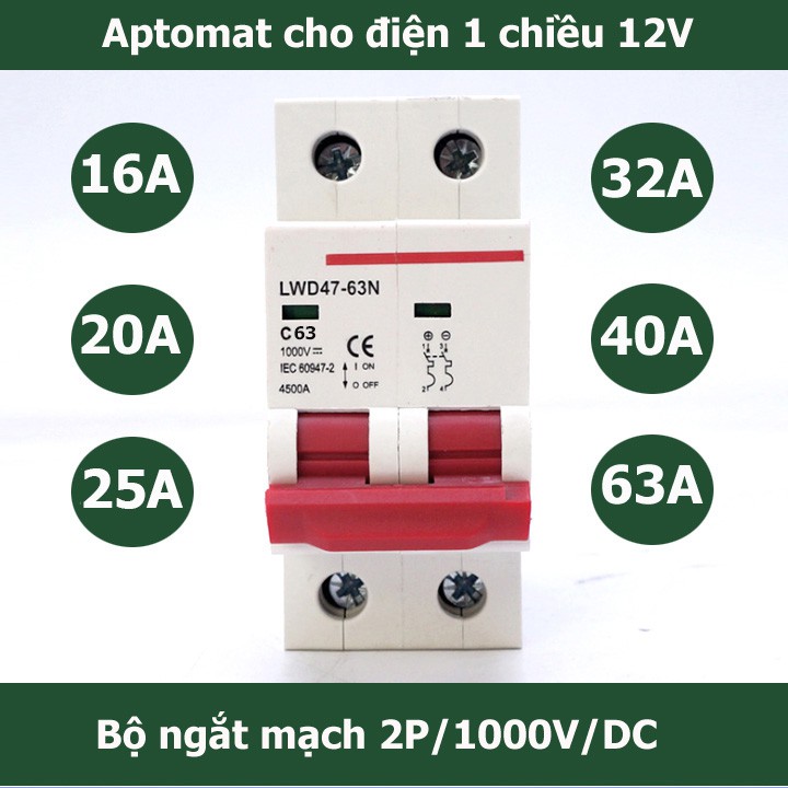 Bộ CHỐNG SÉT DC 1000V VÀ APTOMAT DC 1000V 16A, 20A, 25A, 32A, 40A , 63A