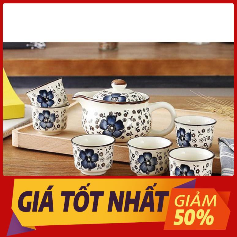 Bộ ấm chén uống trà hoa văn cổ hàng xuất Nhật - Bộ ấm trà bằng sứ - Giá rẻ, uy tín