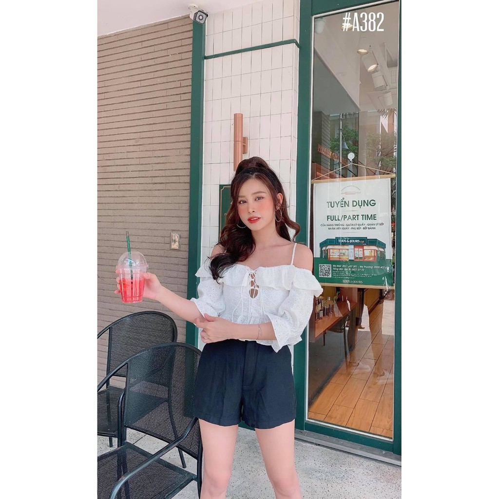 Crop peplum xô thêu