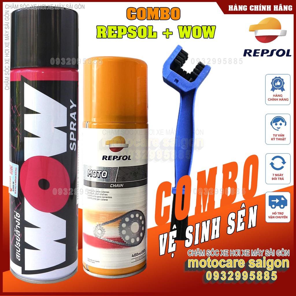 Combo vệ sinh sên + dưỡng sên WOW + Repsol